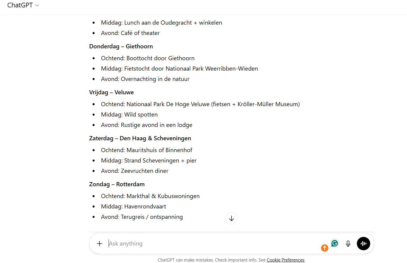 ChatGPT screenshot day 5, 6, 7 