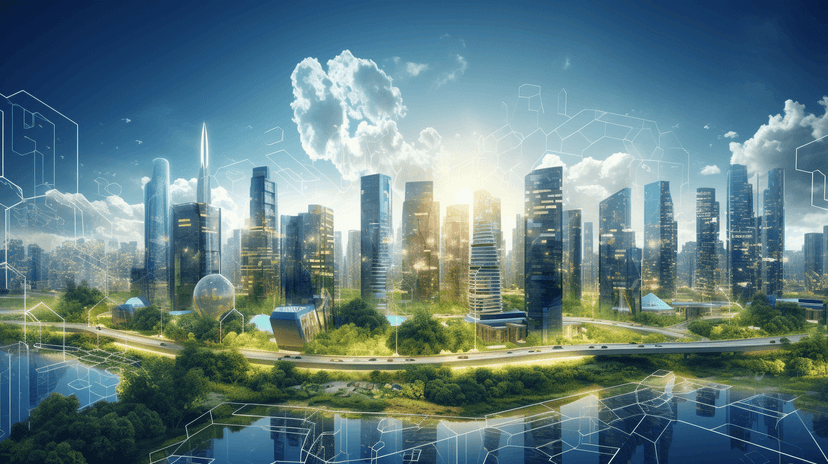 AI genereerde afbeelding van een gedigitaliseerde stad