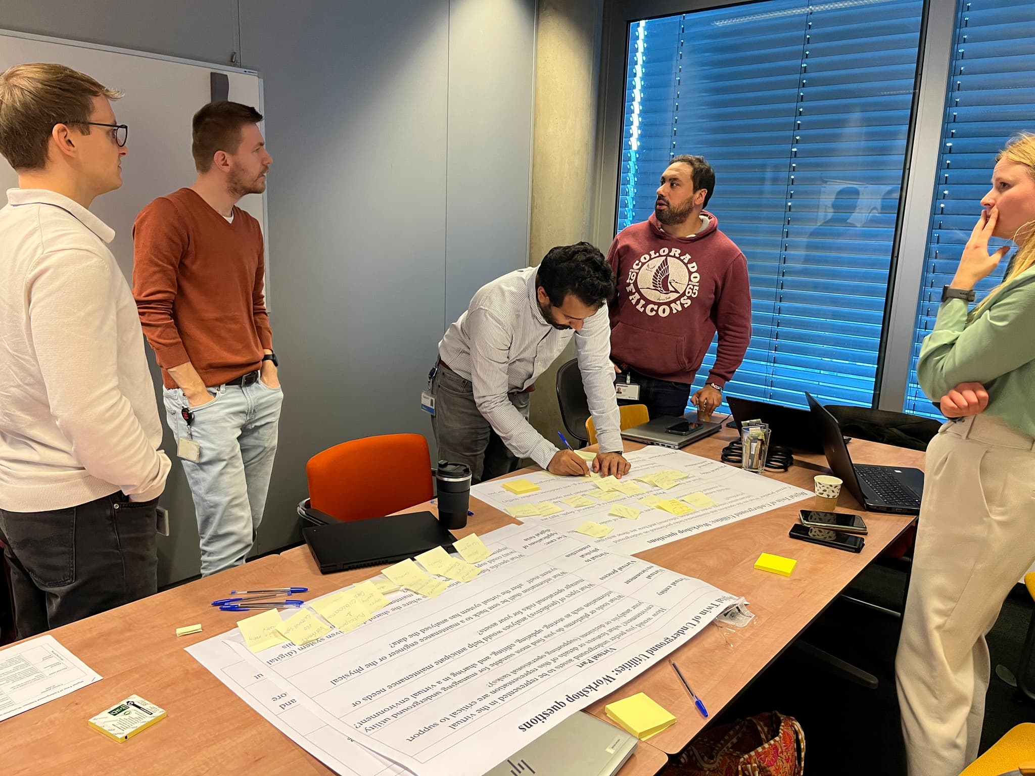 Mensen aan het brainstormen tijdens de workhop.