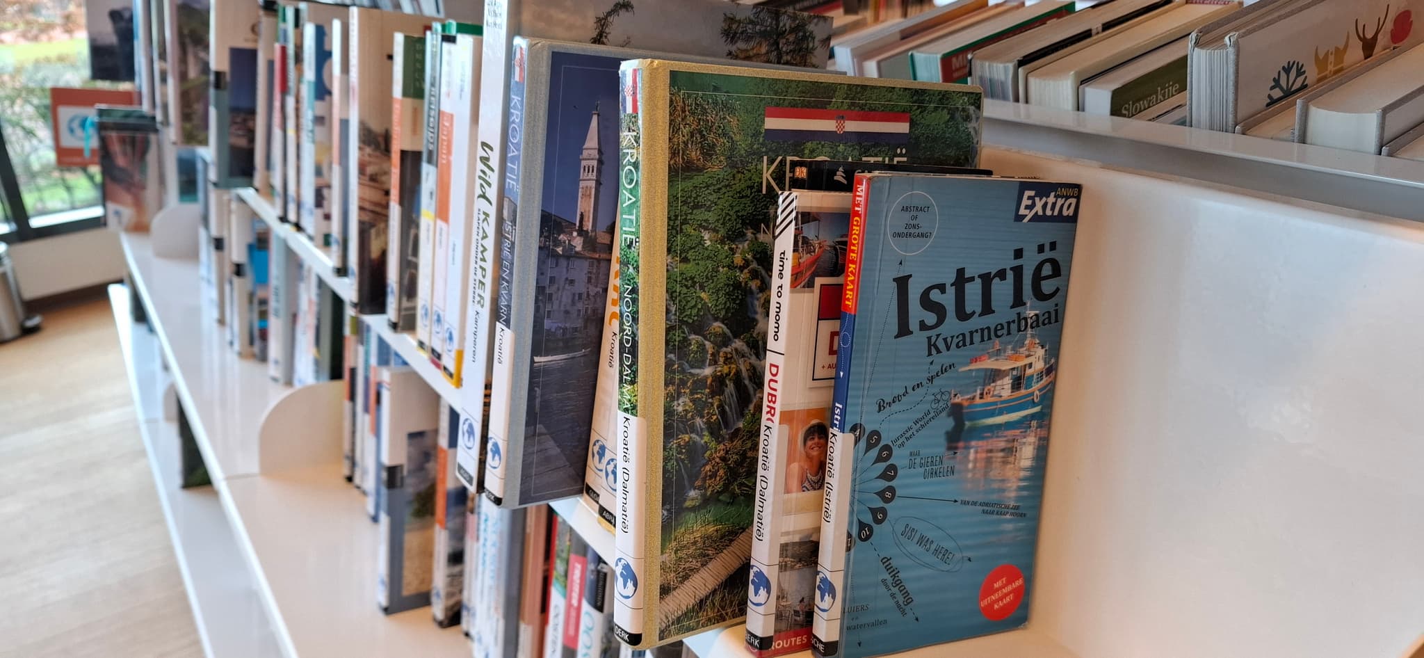 Reisboeken in een bieb © Amber van Kempen