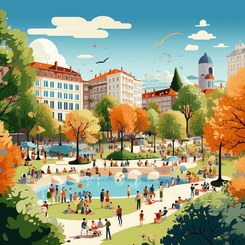 Een stad in de zomer