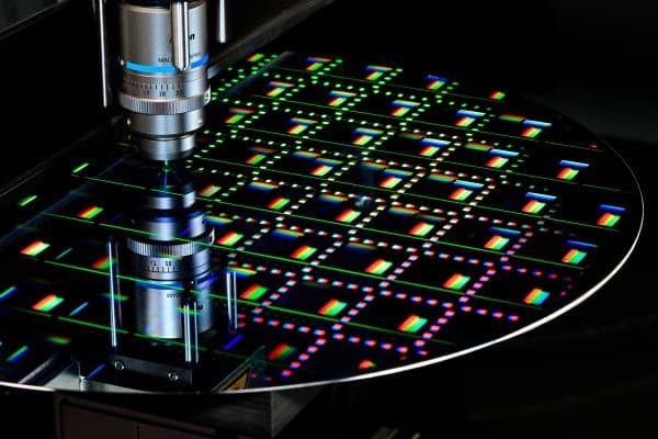 TeraNova-meetsysteem inspecteert een wafer die wordt gebruikt om piepkleine lenzen en optische structuren te maken. Foto: Bart van Overbeeke