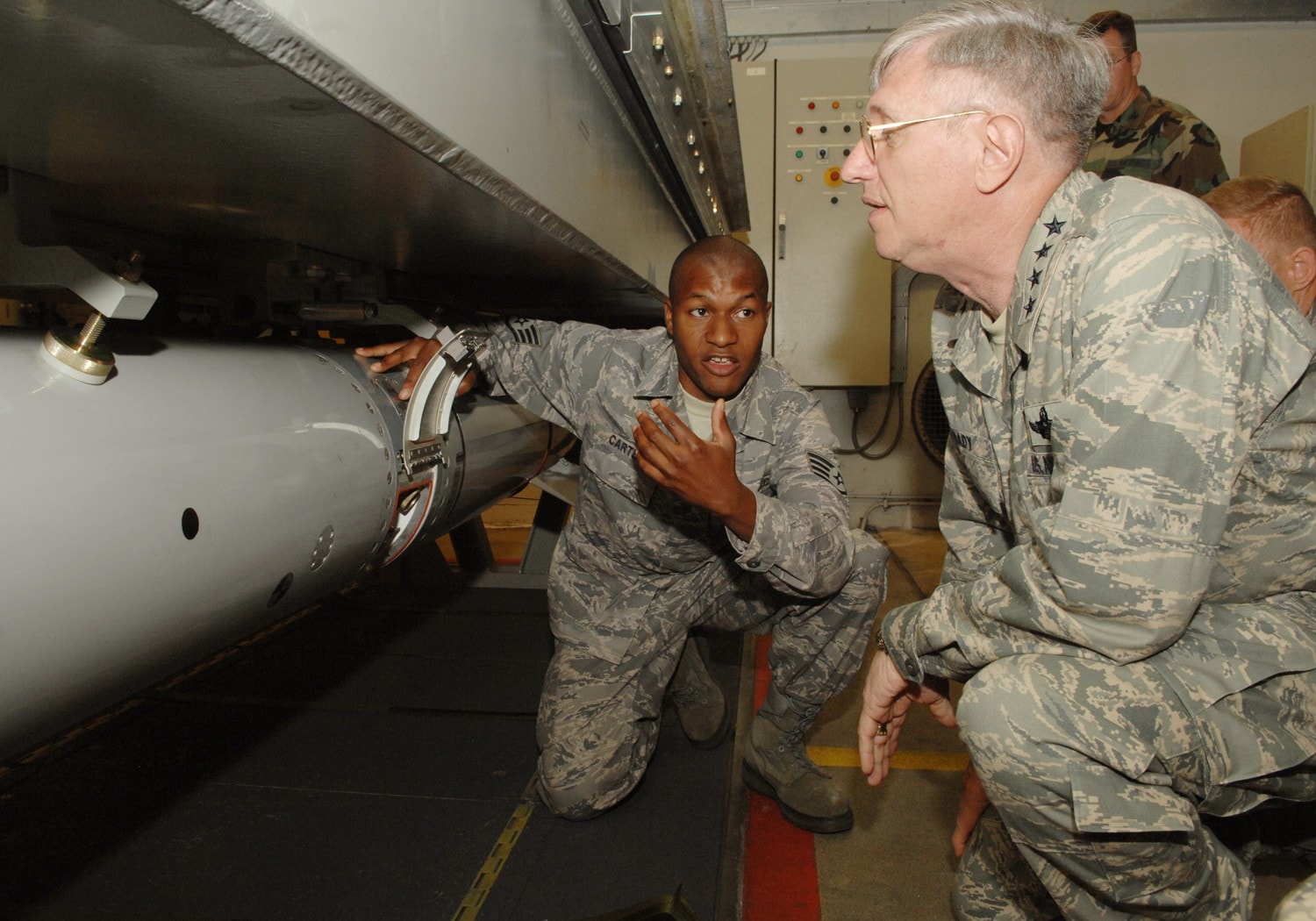 Inert training version of a B61 in an underground Weapons Storage and Security System (WS3) vault at Volkel Air Base, Netherlands. © US Air Force photo, Logan Tuttle - This image was released by the United States Air Force, via Wikipedia