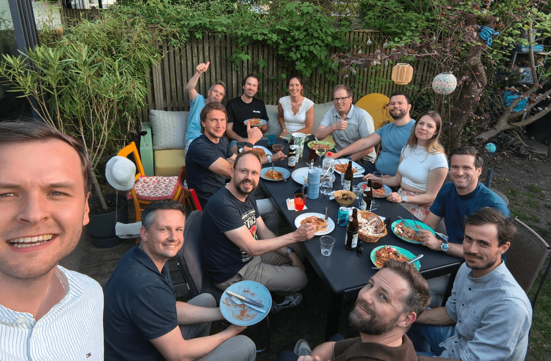 Startup Founders eating spaghetti