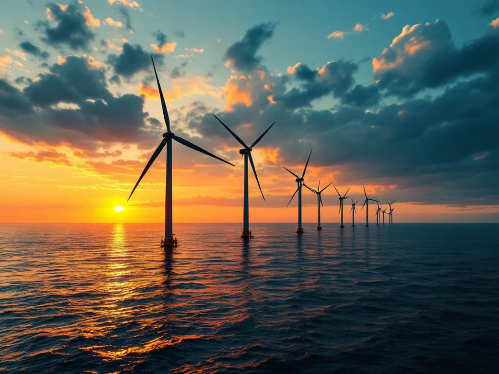 Wind Turbines on the North Sea, AI-generated image