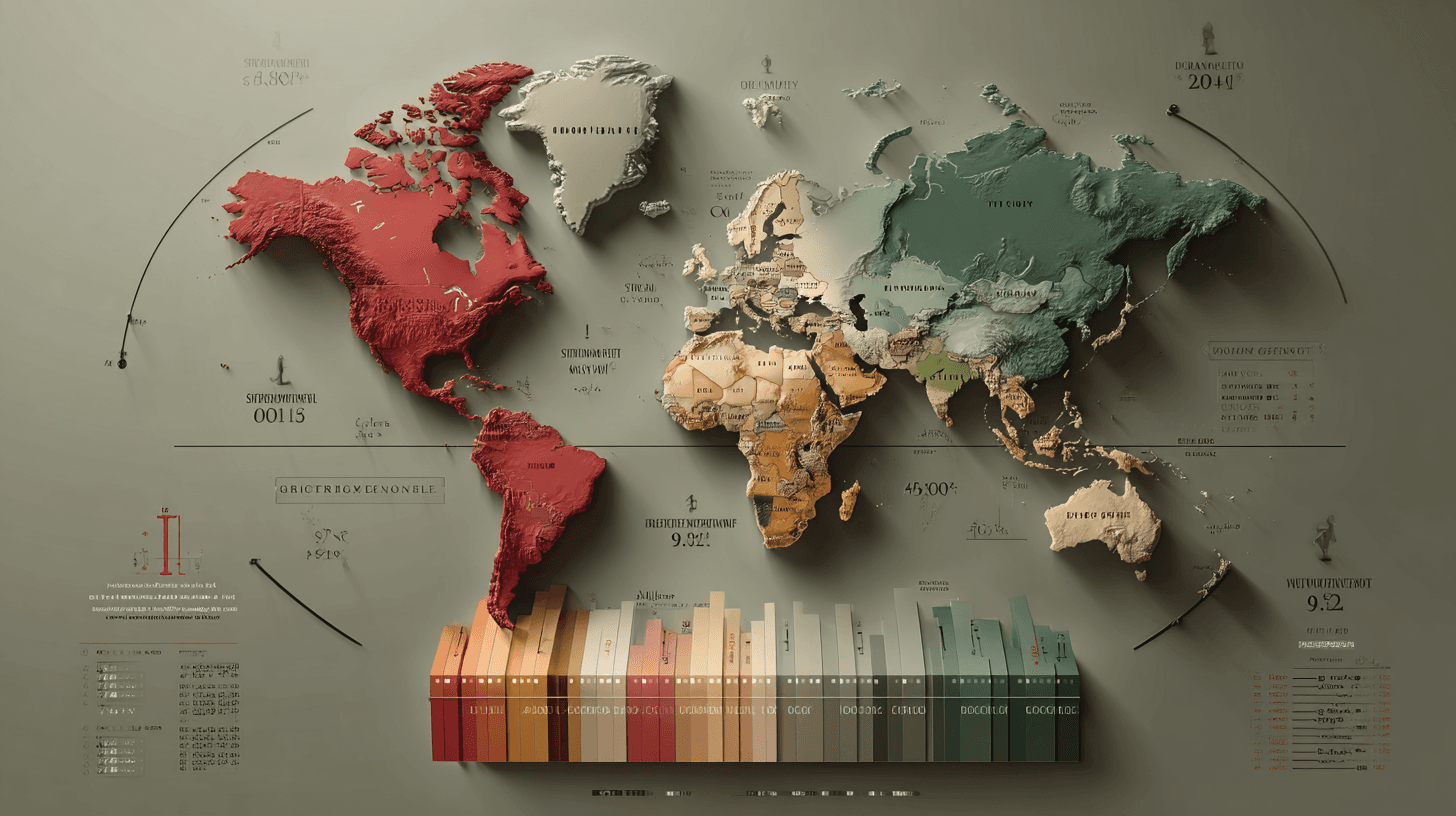 world map green and red